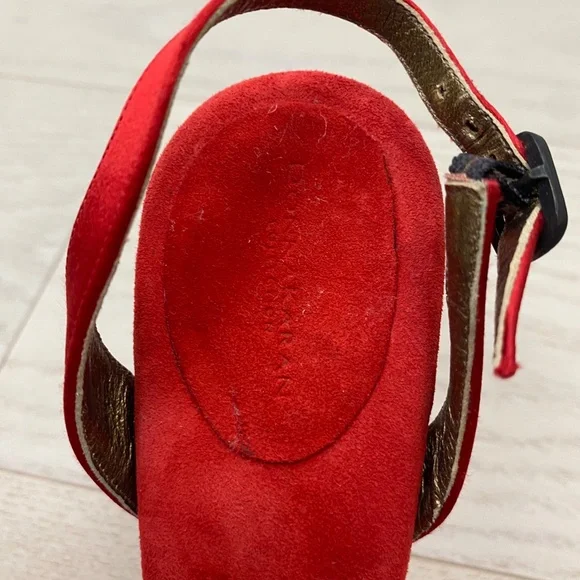 Donna Karan Red Satin Peep Toe Pumps slingback 8 4"heels - Picture 5 of 9